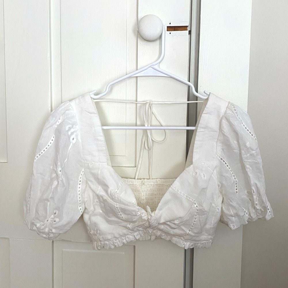 White Eyelet Puff Sleeve Top